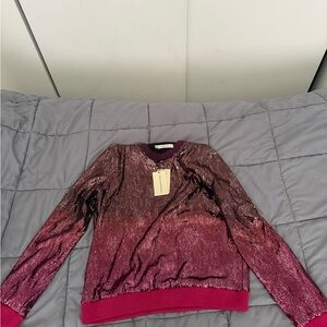 MARY KATRANTZOU Sequin Purple and Black Top